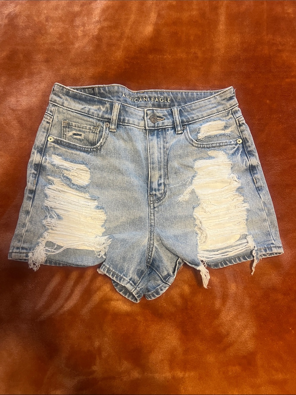American Eagle Outfitters Light Wash Distressed Denim Cutoff Shorts